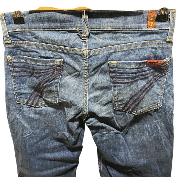 7 FOR ALL MANKIND ~ Lot of Two Pairs Dojo Crop Jeans Medium and Dark Wash - Picture 2 of 16